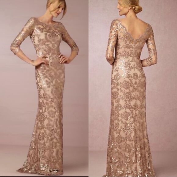 New BHLDN Tadashi Shoji Yvonne
Rose Gold
Sequined Lace Gown/ size 6 - Picture 1 of 8